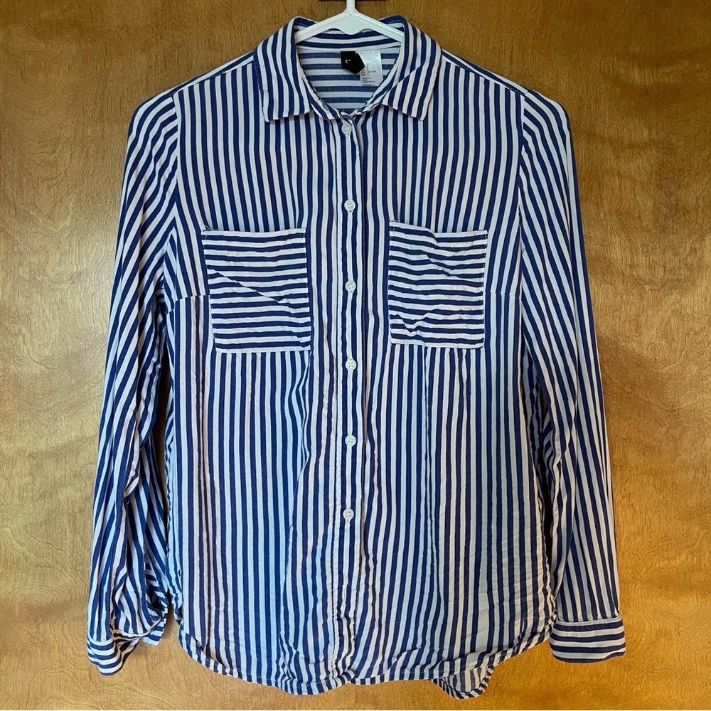H&M Navy and White Striped Shirt